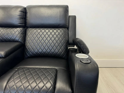 Florida 3+2 Music Electric Recliner Aire Leather Sofa - Black