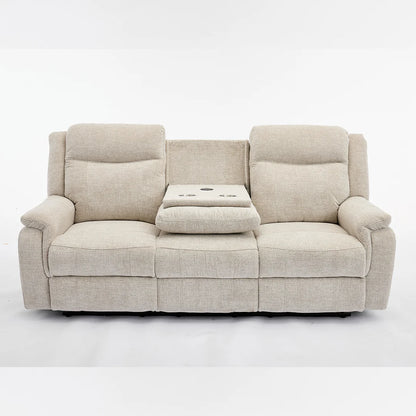Siyara Fabric Electric Recliners Sofa - Beige With Cupholders-Cooling Cup-Holders/Bluetooth Speakers/Wireless Charging/USB Charging Ports/Storage