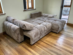 Azzuro Corner Sofa Bed With Storage – Universal Chaise – Plush Velvet  – Mocha