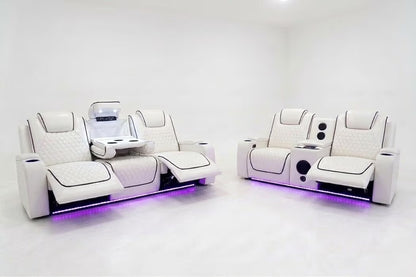 Tuscany 3+2 Electric Entertainment Recliner Sofa - Cream