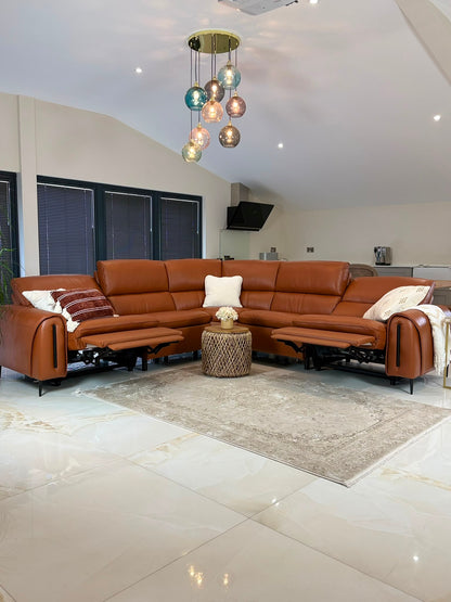 Resillience Power Electric Corner Sofa - Tan Leather