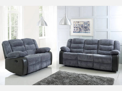 Rio Cord Fabric Recliner 3+2 Seater Sofa Grey