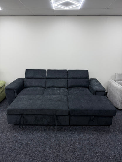 Alaya Storage L Shape Sofa Bed - Black