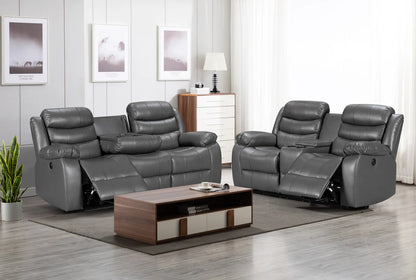 Roma 3+2 Aire Leather Manual Recliner - Grey