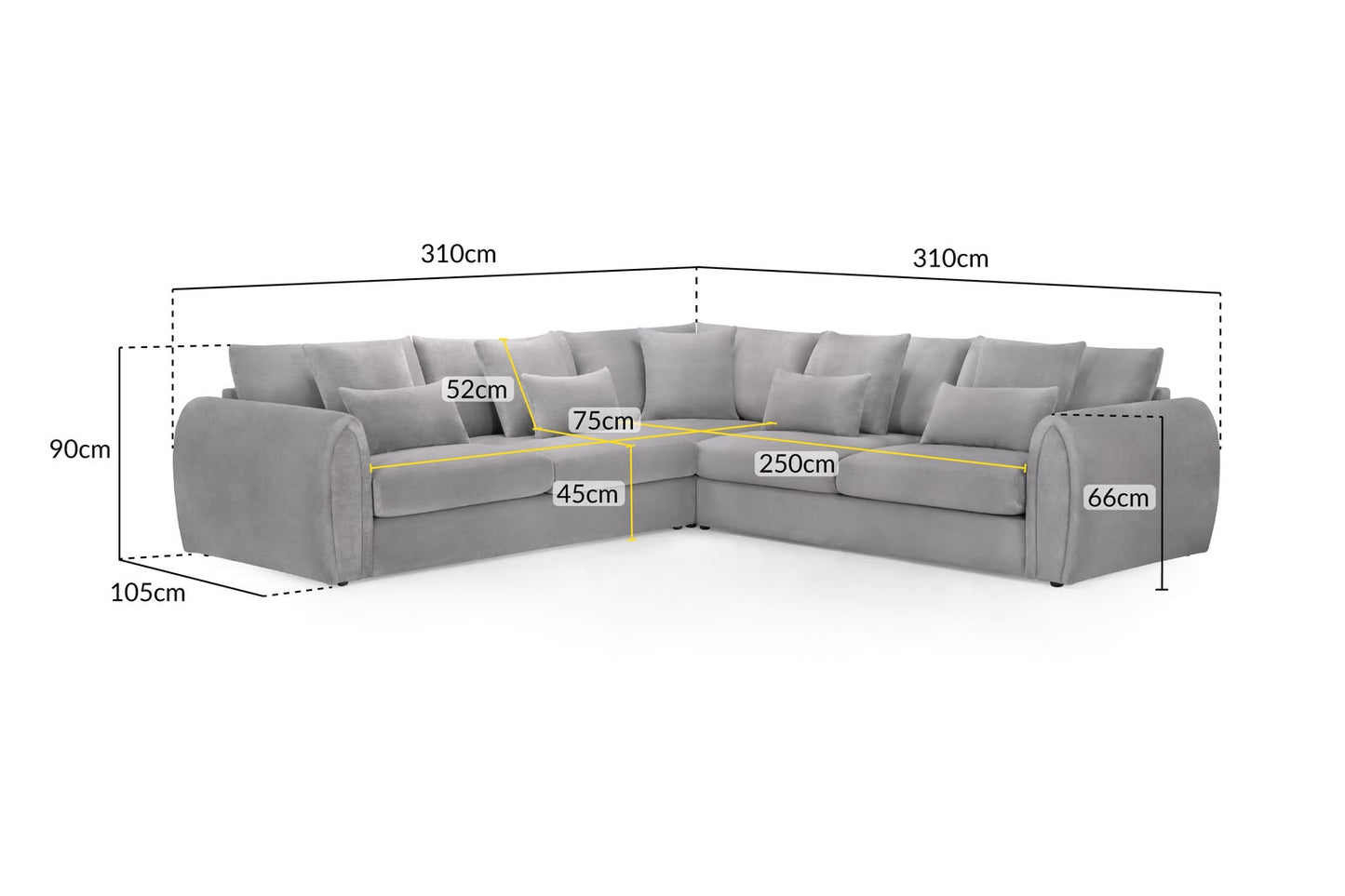 Mirabel Sofa Grey Large Corner