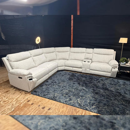Hercules Express Fabric Electric Recliner Modular Corner Sofa - Cream