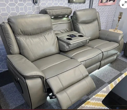 Prada Leather Recliner Sofa 3+2 Seater - Grey