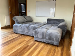Azzuro Corner Sofa Bed With Storage - Universal Chaise - Plush Velvet  - Grey