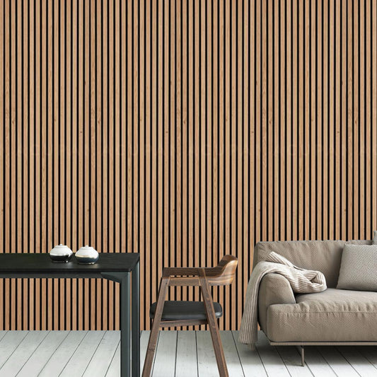 Acoustic Slat Wall Panel 2.4m x 0.6m – Oak