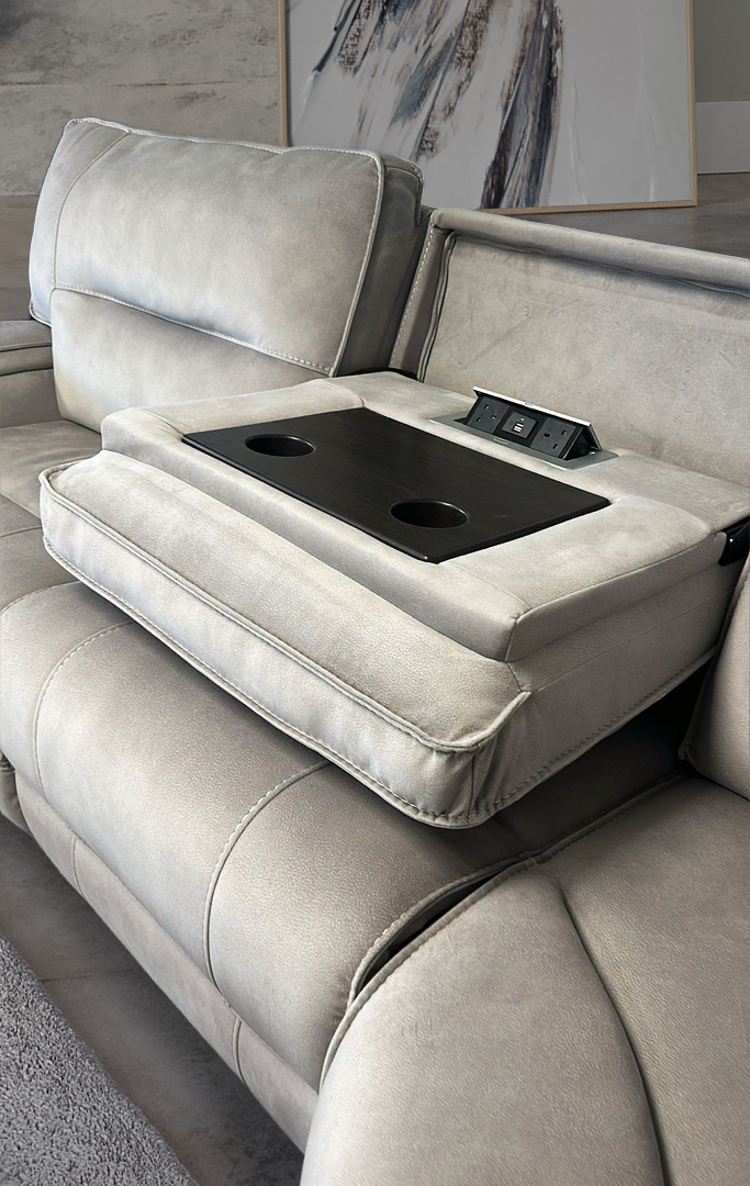 Excalibur Beige Lay-Z-Boy Style Power Recliner Modular Corner Sofa