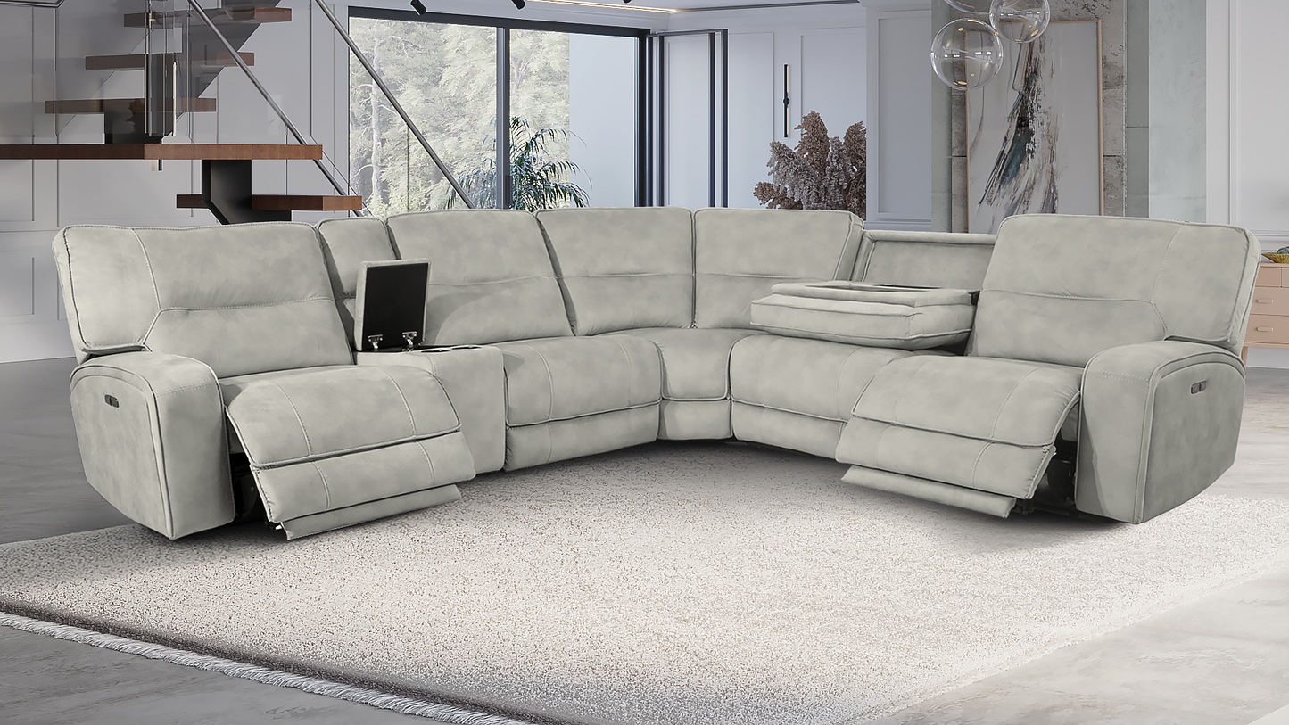 Excalibur Beige Lay-Z-Boy Style Power Recliner Modular Corner Sofa