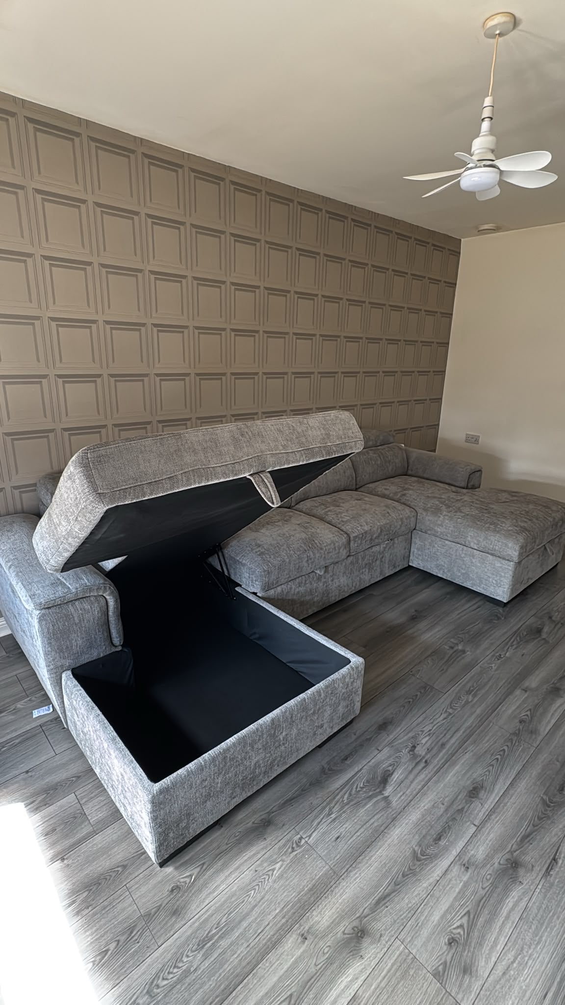 Alaya Storage U Shape Sofabed - Grey