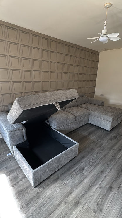 Alaya Storage U Shape Sofabed - Grey
