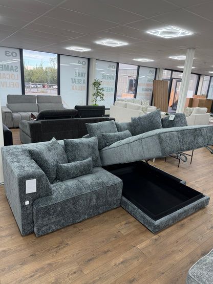 Brooklyn Electric Storage Right Hand Sofa Bed - Charcoal