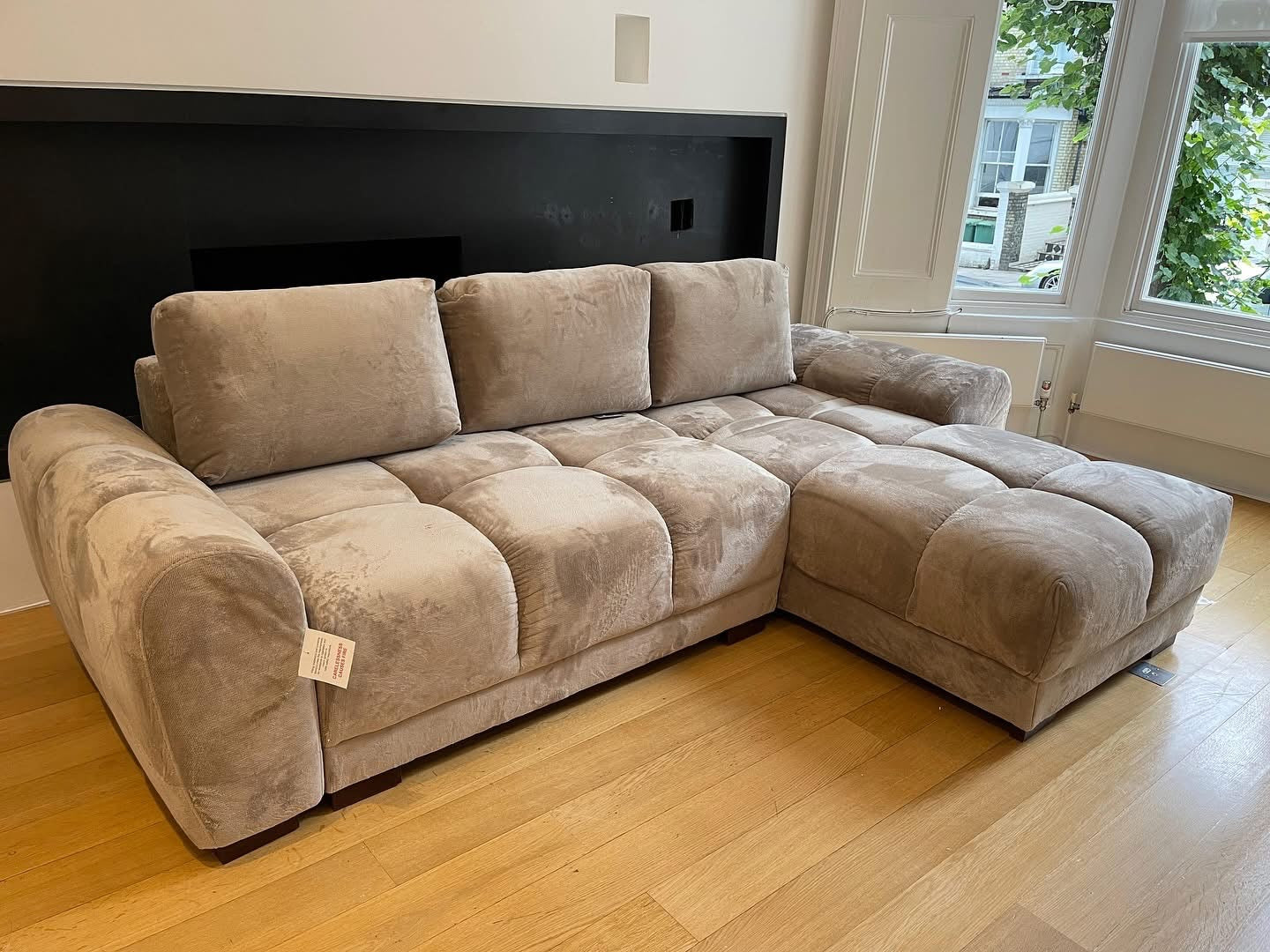 Azzuro Corner Sofa Bed With Storage - Universal Chaise - Plush Velvet  - Mocha