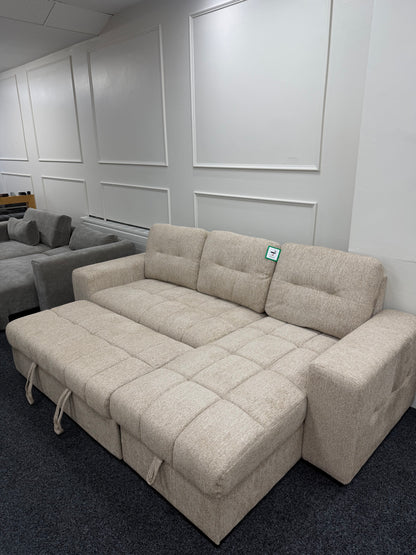 Palermo Universal Corner Sofabed With Storage - Beige