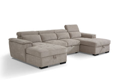 Alaya Storage U Shape Sofabed - Beige