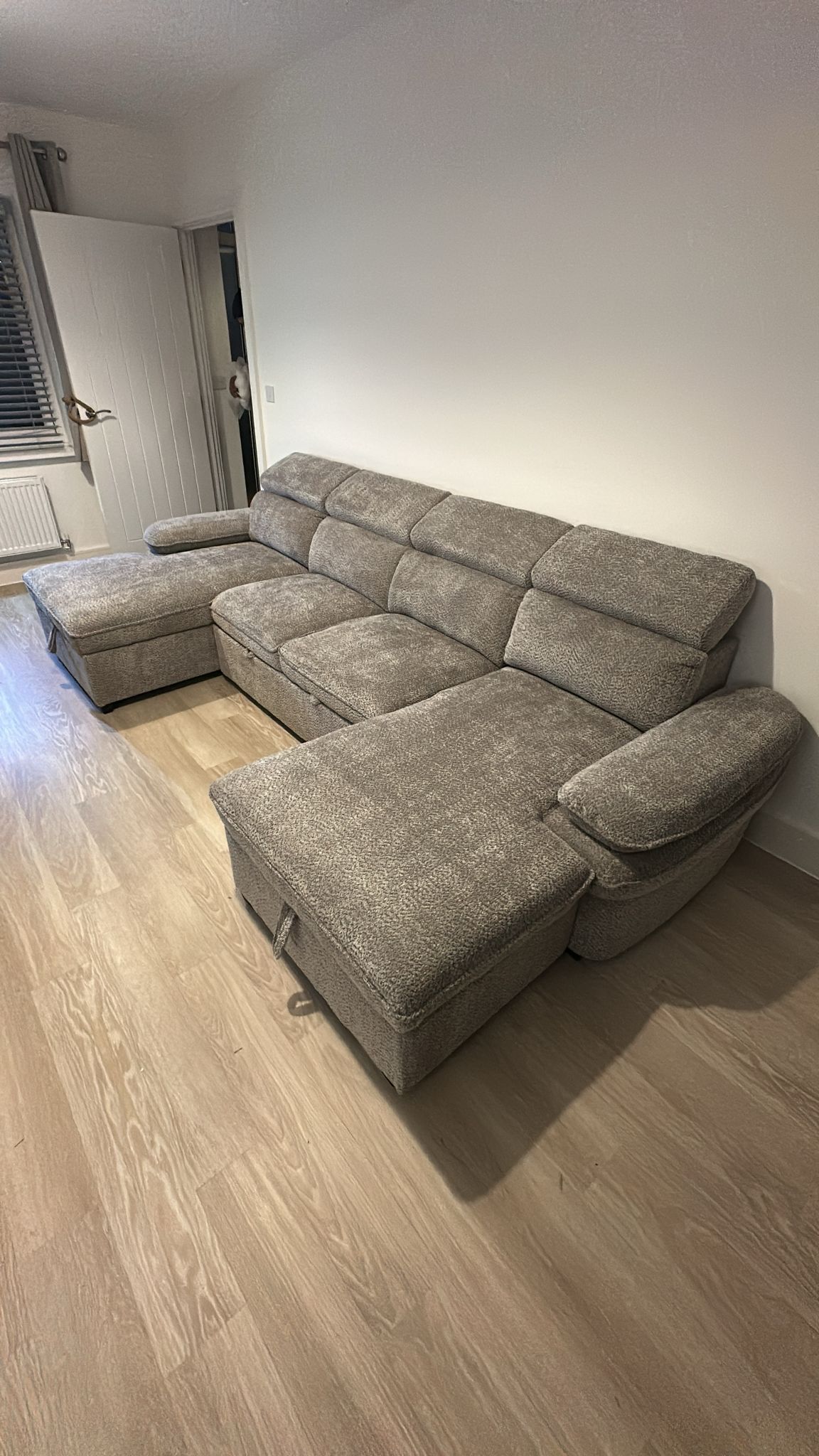 Hudson U Shape Storage Sofa Bed - Grey