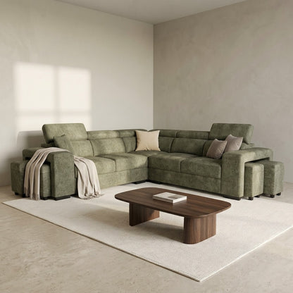 Amy Corner Sofa With Ottomans - Green