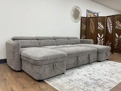 Capri U Shape Sofa Bed With Storage – Grey – Pull Out Sleeper