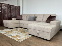 Palermo U Shape Storage Sofa Bed - Beige