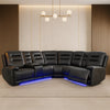 Halifax Leather Electric Recliner Corner Sofa - Black