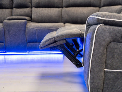 Hannah Entertainment Electric Recliner Corner Sofa | Micro Fibre Fabric