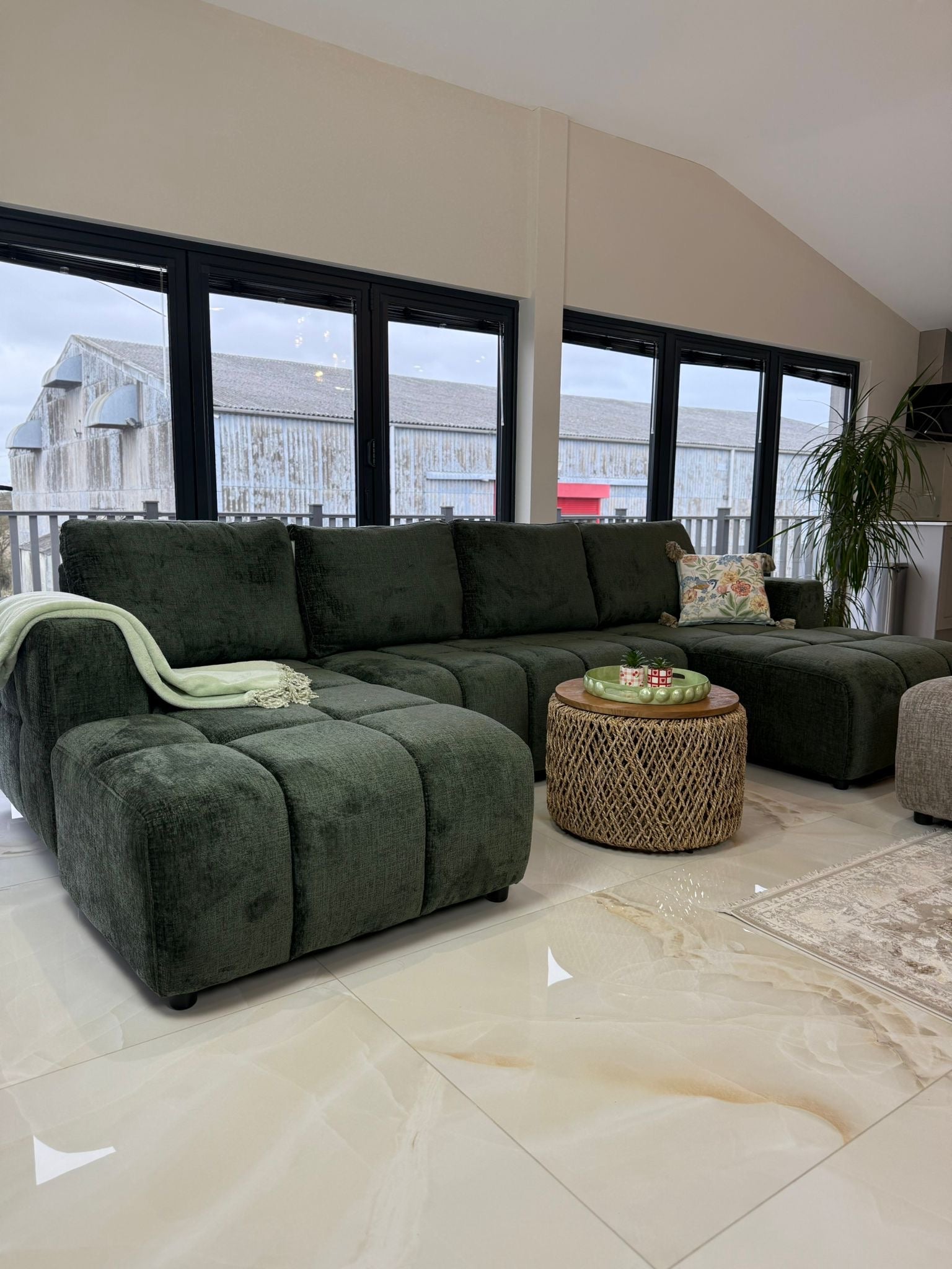 Shanghai Luxury U Shape Sofa Bed - Green