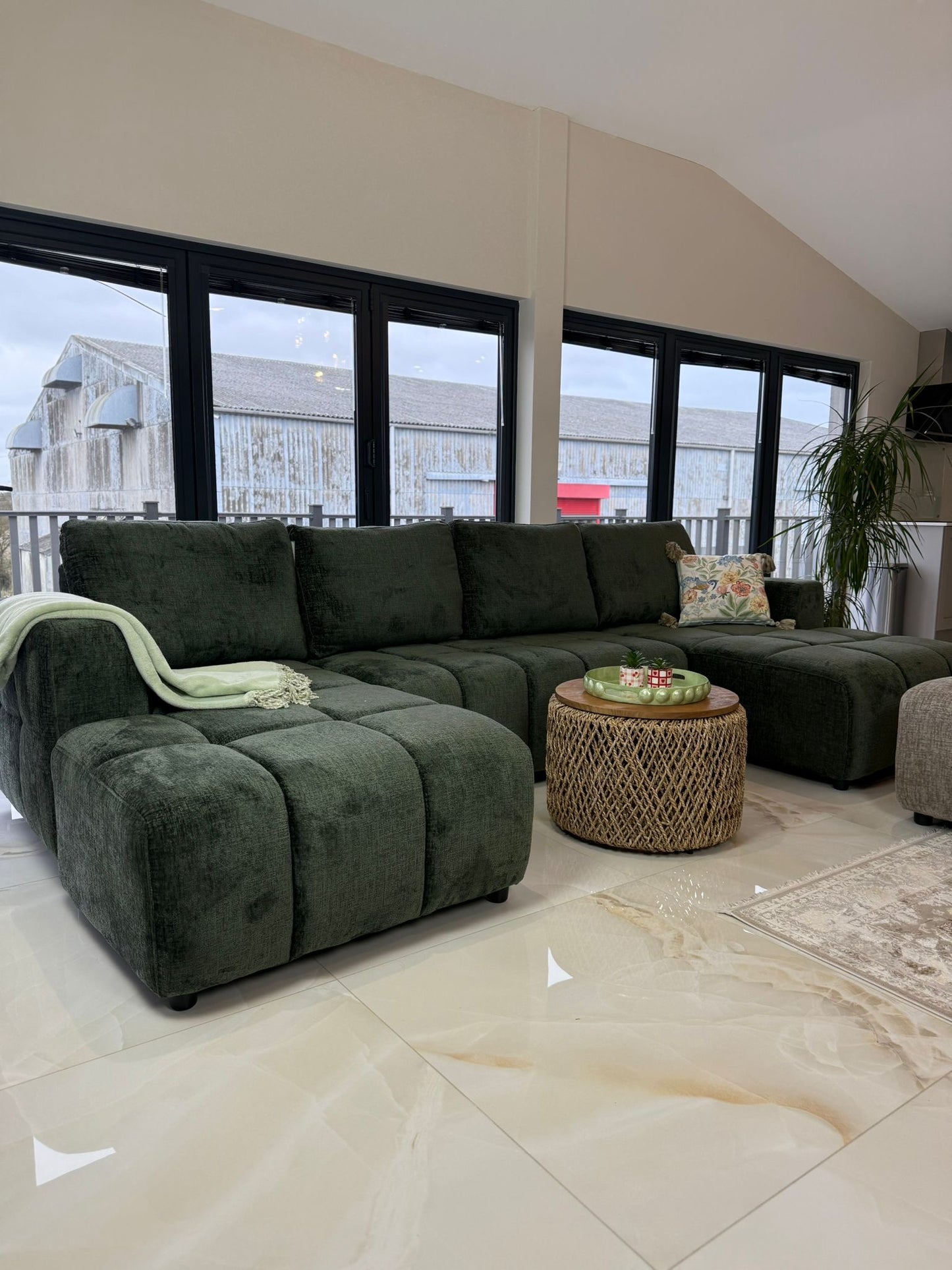 Shanghai Luxury U Shape Sofa Bed - Green