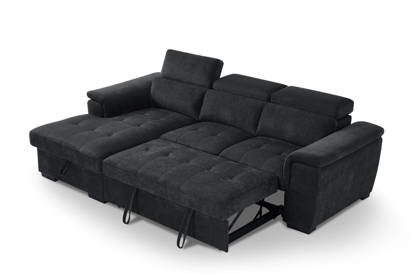 Alaya Storage L Shape Sofa Bed - Black