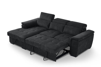 Alaya Storage L Shape Sofa Bed - Black