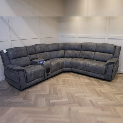 Geneva Pro Fabric Electric Recliner Corner Sofa - With Cooling Cup-Holders