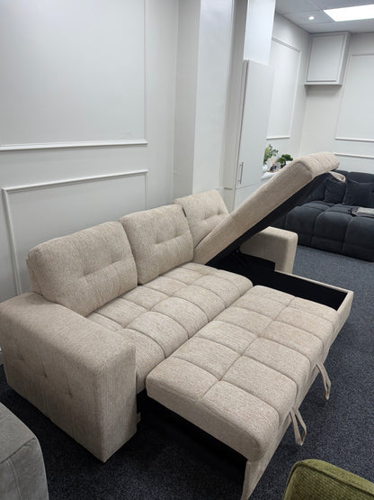 Palermo Universal Corner Sofabed With Storage - Beige