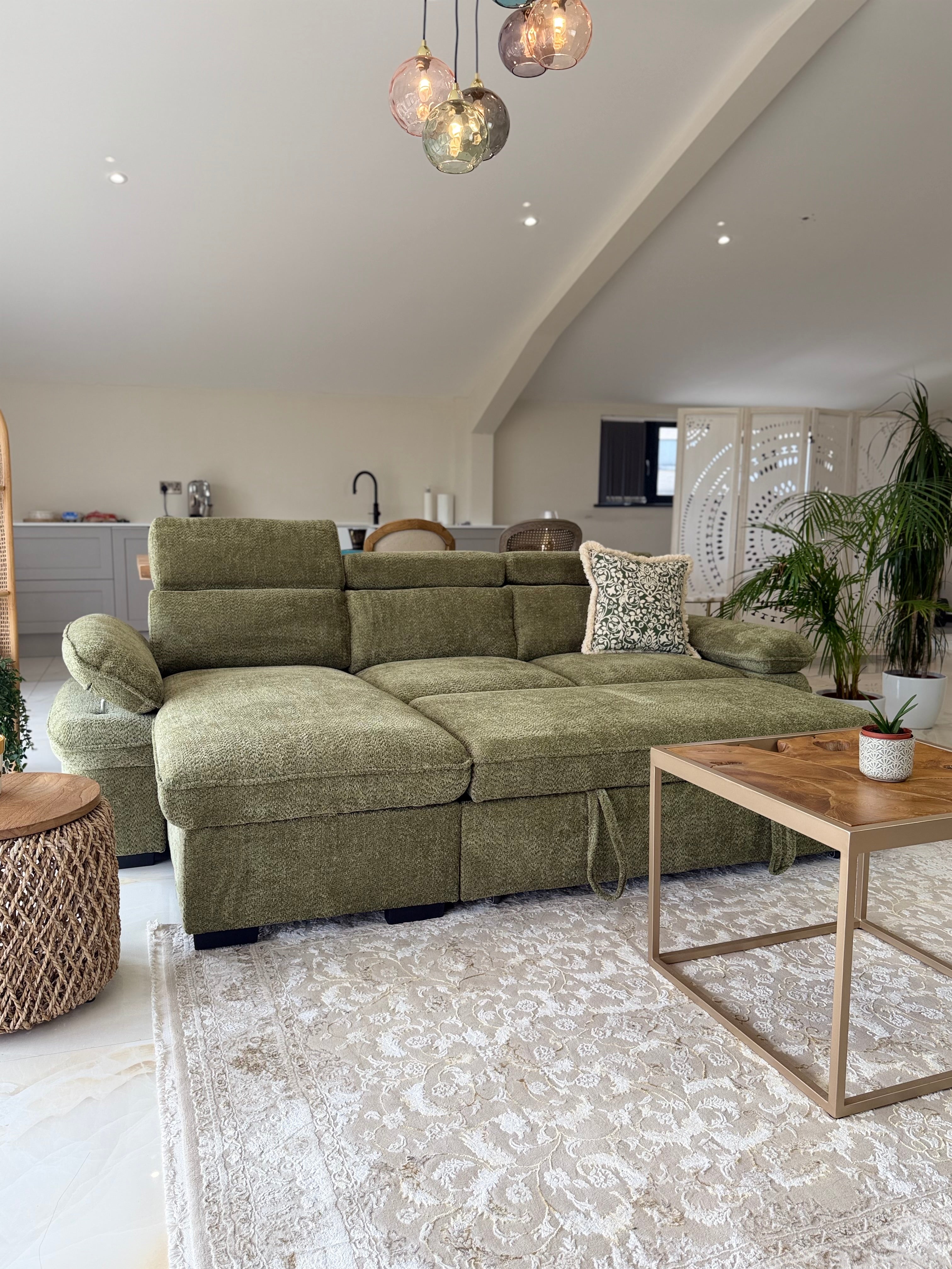 Hudson Universal Corner Sofa Bed - Green