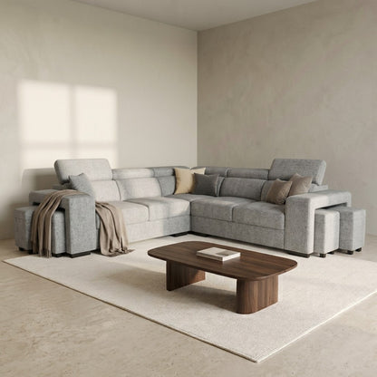 Amy Corner Sofa With Ottomans - Grey