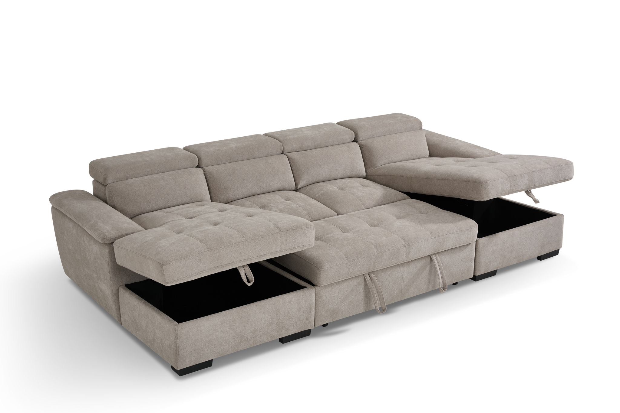 Alaya Storage U Shape Sofabed - Beige