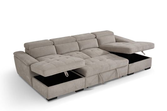 Alaya Storage U Shape Sofabed - Beige