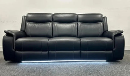 Prada Leather Recliner Sofa 3+2 Seater - Black