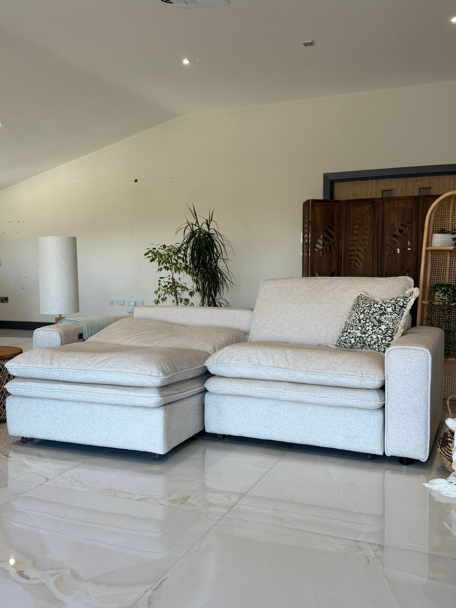 Florence Cloud Electric Seat Extension Sofa Bed  - Beige