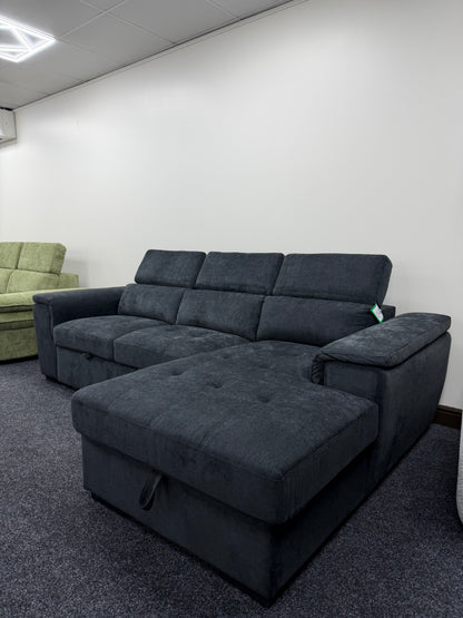 Alaya Storage L Shape Sofa Bed - Black