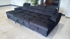 Alaya Storage U Shape Sofabed - Black