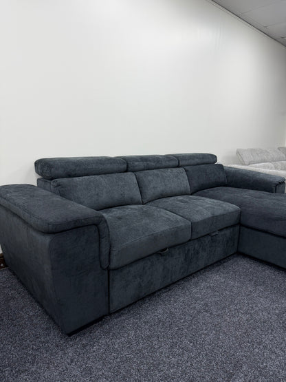 Alaya Storage L Shape Sofa Bed - Black