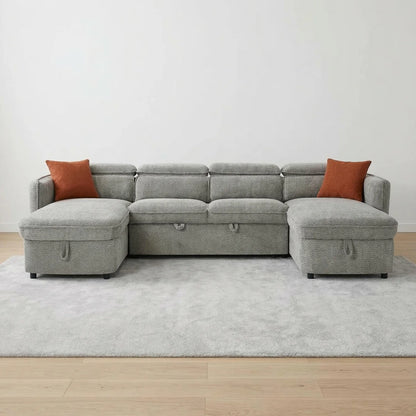 Capri U Shape Sofa Bed With Storage - Grey