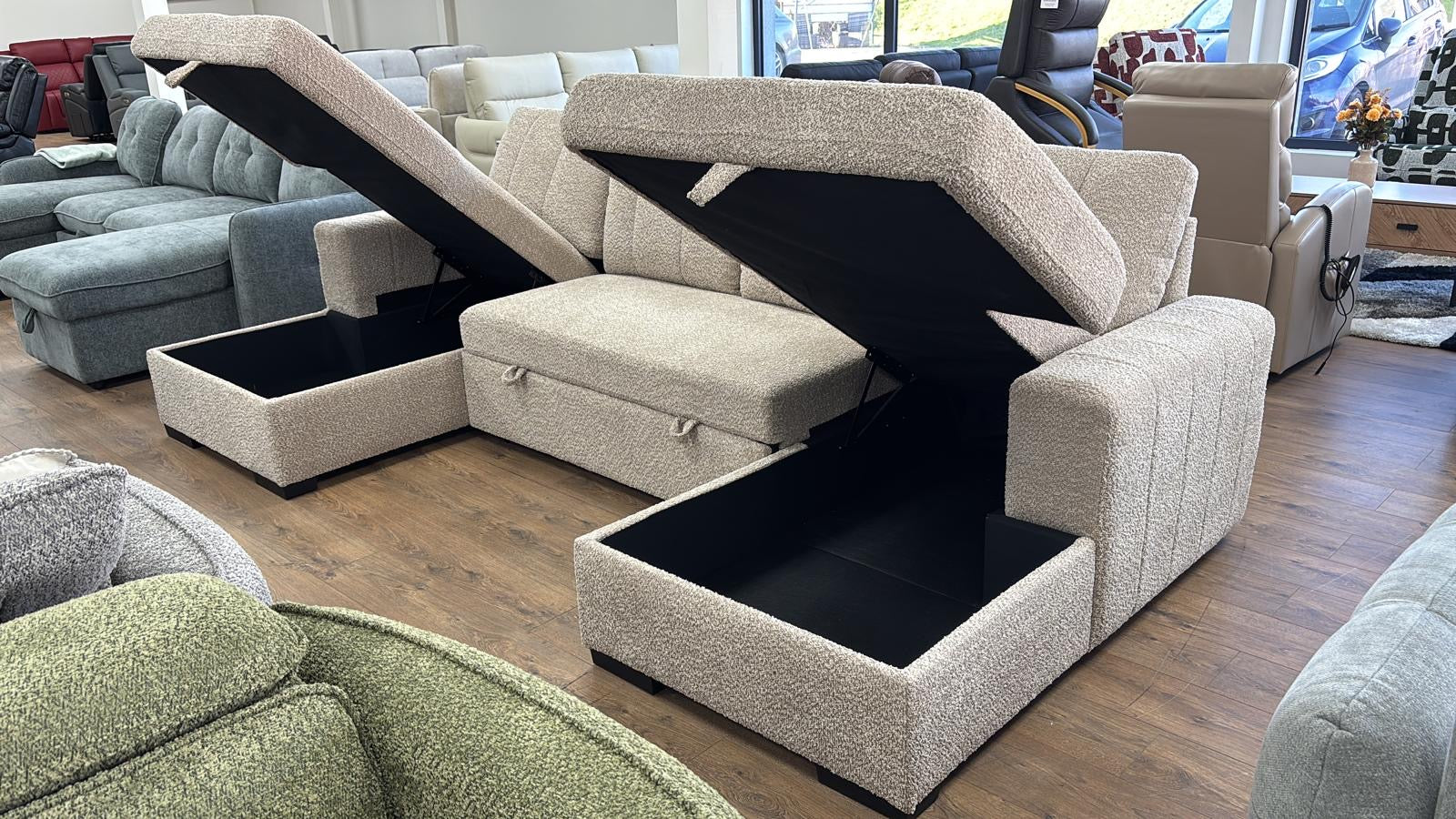 Como U Shape Corner Sofabed - Beige