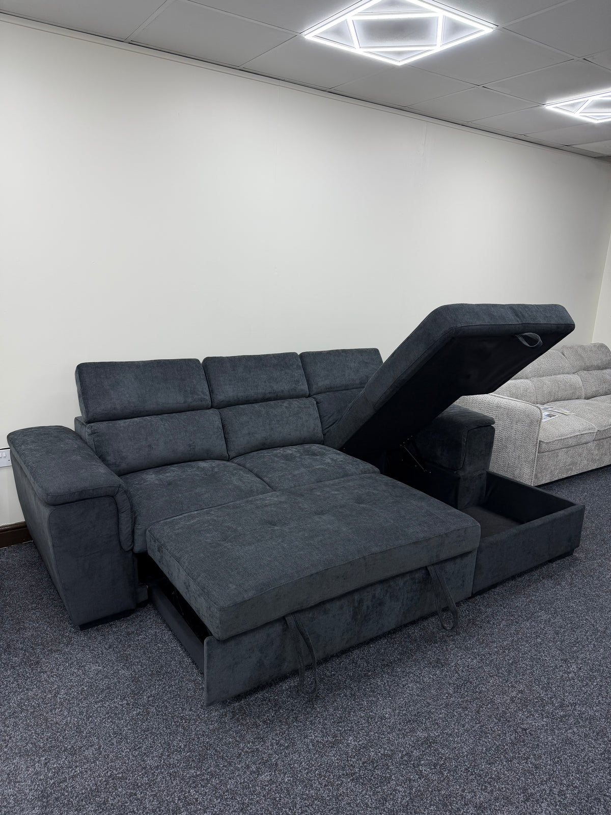 Alaya Storage L Shape Sofa Bed - Black