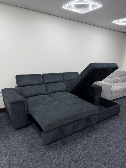 Alaya Storage L Shape Sofa Bed - Black