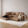 Elara Brown Faux Leather Suede 1C2 Left Hand Corner Sofa Bed with Storage