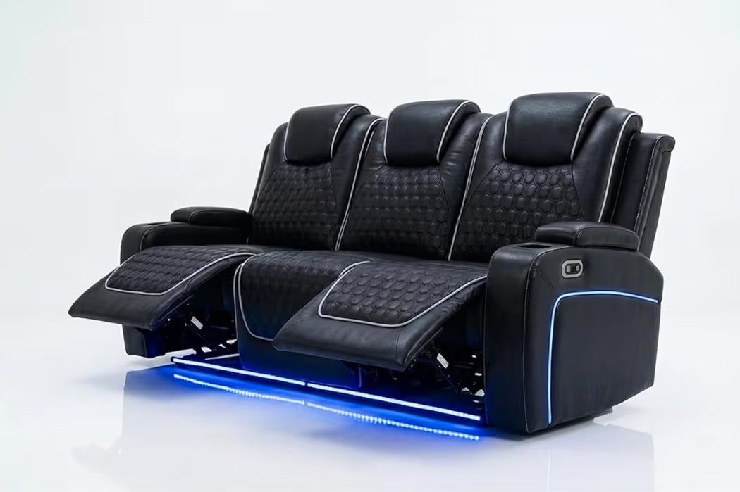Tuscany 3+2 Electric Entertainment Recliner Sofa - Black