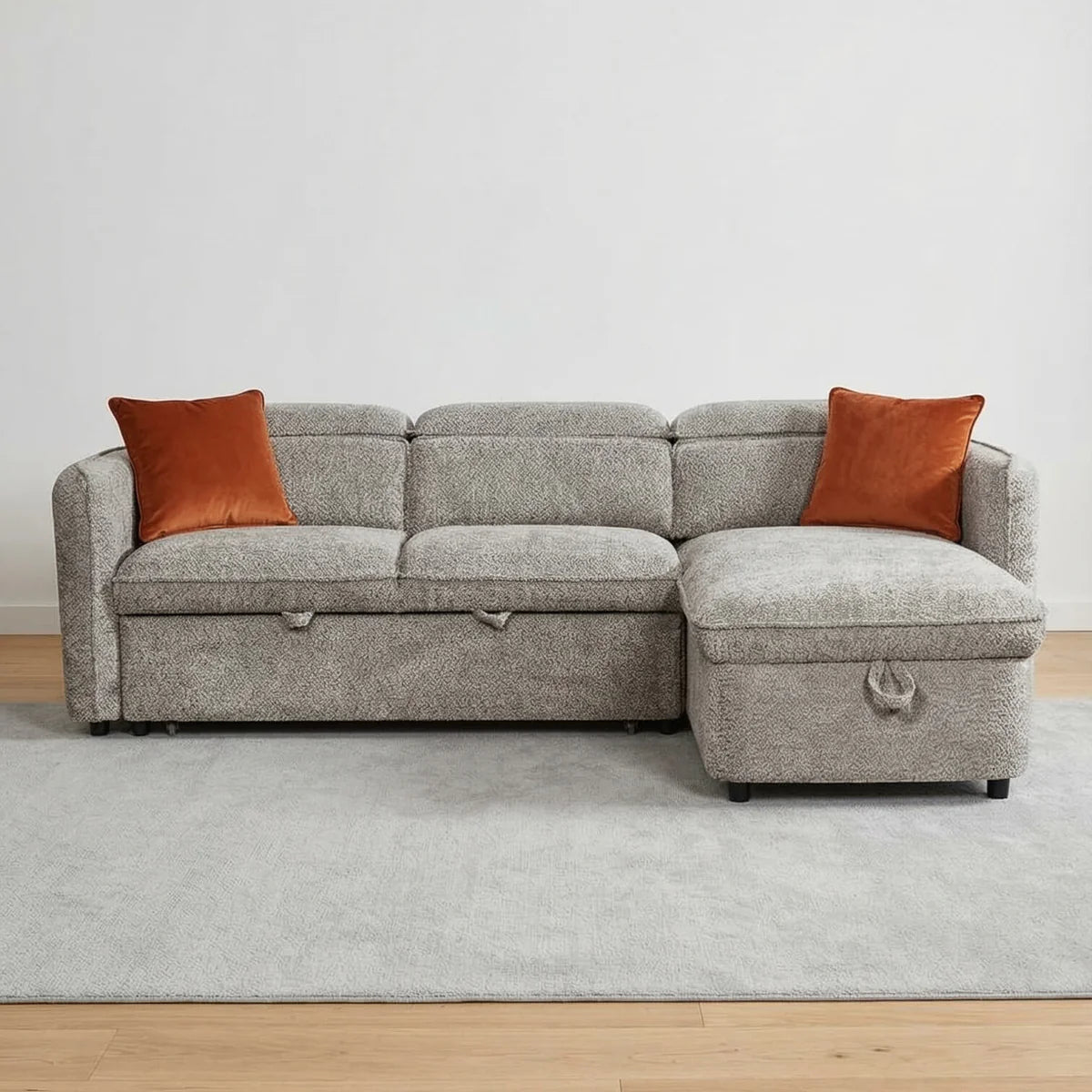 Capri Corner Sofa Bed With Storage - Grey - Universal Chaise - Pull Out Bed