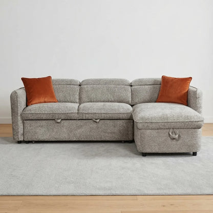 Capri Corner Sofa Bed With Storage - Grey - Universal Chaise - Pull Out Bed